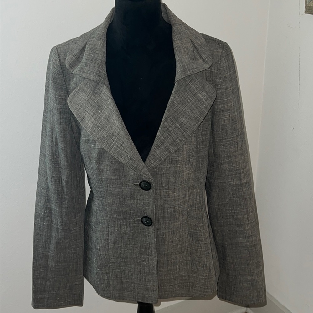 Classiques entire heather brown two button front‎ tie back blazer suit jacket 12